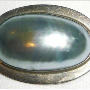 VINTAGE DESIGNER GFMW .925 STERLING SILVER MOTHER OF PEARL DRESSY PIN BROOCH